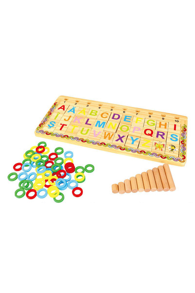 Zumzeria Puzzle educativ din lemn cu alfabet și numere 41.5x19cm