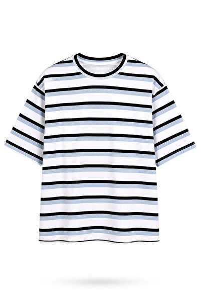 5in1Canpolat Blue Striped T-Shirt 26306