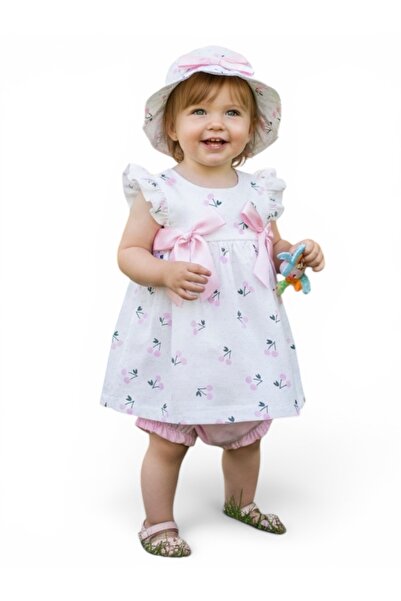 BİANCOFİGLİO Combed Cotton Dress with Hat