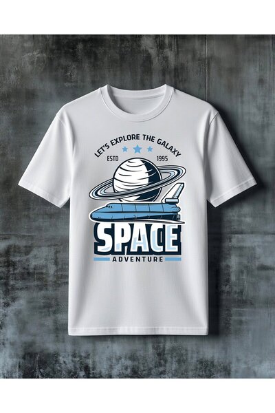COMVİCHO Explore Galaxy Space Adventure Printed Oversize T-Shirt