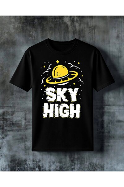 COMVİCHO تي شيرت كبير الحجم مطبوع عليه رسم توضيحي لـ ufo sari