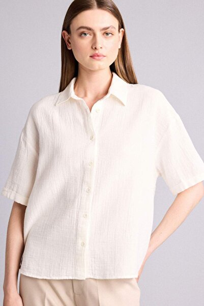 DeFacto Regular Fit Shirt Collar Muslin Short Sleeve Shirt F0884Ax26Sm