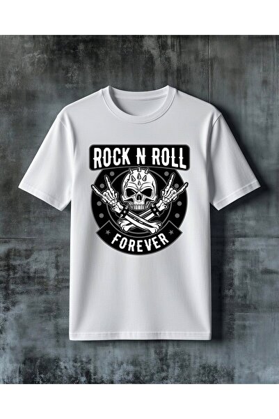 COMVİCHO Rock N Roll Skull Printed Oversize T-Shirt