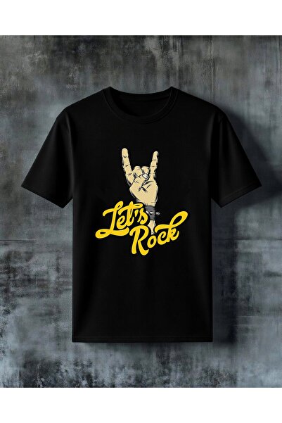 COMVİCHO تي شيرت كبير الحجم مطبوع عليه موسيقى الروك من Lets Rock