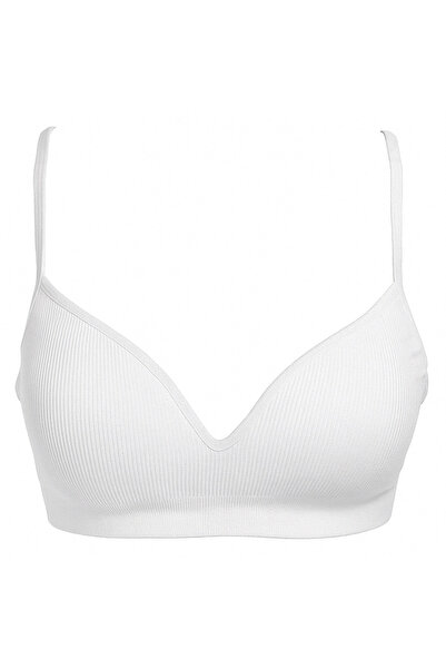 Zumzeria Women’s White Ribbed Bra with Padding
