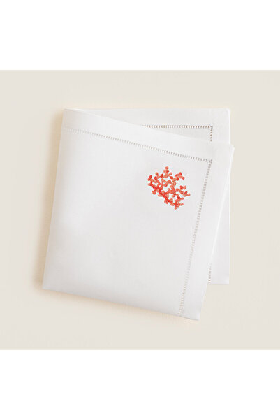 Chakra Coral Embroidered Napkin 40X40 cm White