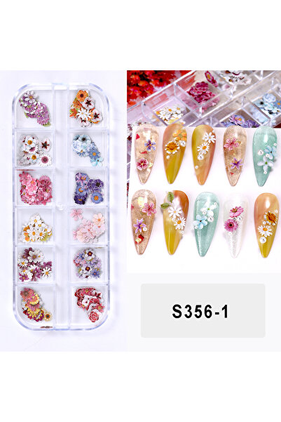 Choice3 S356-1 12 شبكة من رقائق الخشب الصيفية لتزيين الأظافر بأشكال زهرة البر...