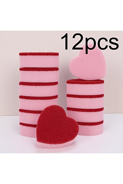Choice 12pcs 3/6/12pcs Heart-Shaped Cleaning Sponges, Cute Durable Scrub Pads...