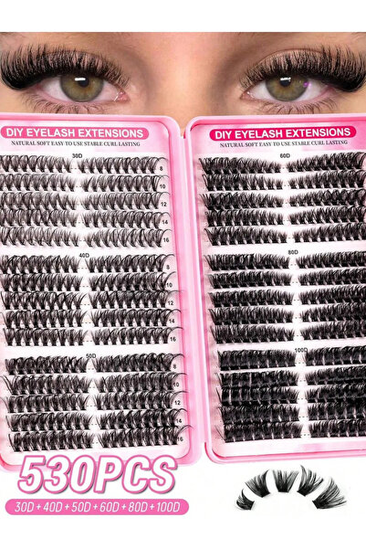 Choice 530pcs Cluster Fake Eyelashes Set, 30D-100D Synthetic Mink Lashes, 0.0...