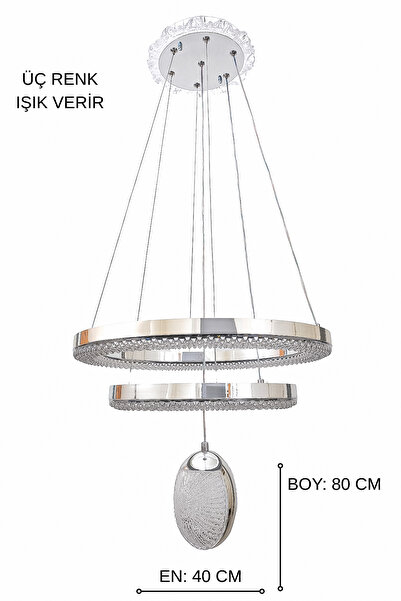 Fer Avize Kardelen Modern Tasarım Sarkıt Led Avize 3 Renk Işık Kristal Görünüm Oturma Odası Yemek Odası Salon Yatak Odası