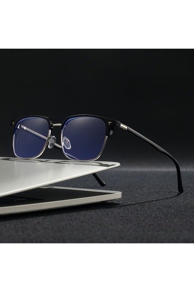 Choice black Silvery Stylish Square Men's And Blue Light Blocking Computer Gl...