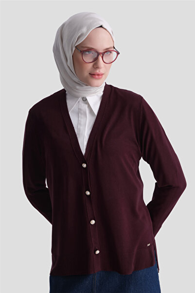 Armine Basic Triko Hırka Bordo