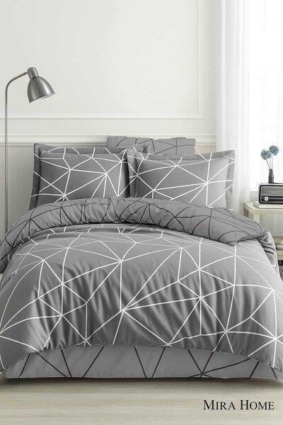 BAYÇAĞRI Double Cotton Duvet Cover Set Geo Line Gray