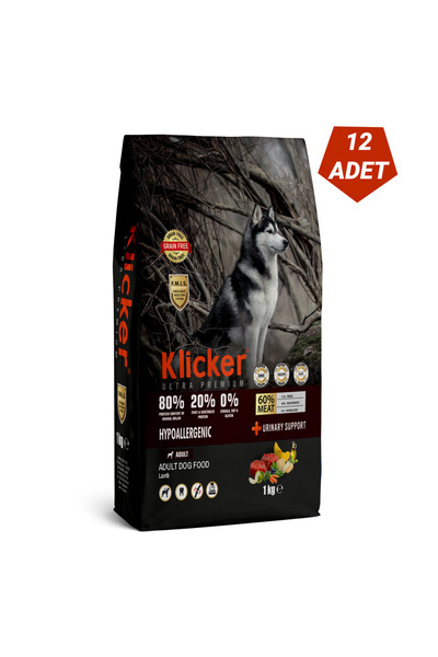 klicker ULTRA PREMIUM TAHILSIZ YETİŞKİN KÖPEK MAMASI KUZULU 12X1 KG