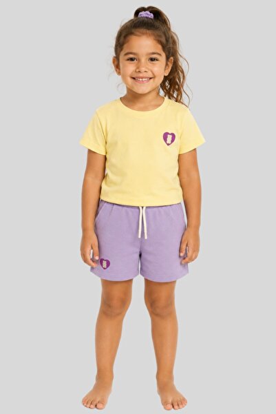 Haribo Girl's Heart Detailed Shorts Set -