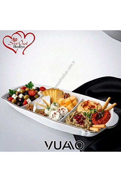 VUAO 3-Compartment Porcelain Serving Plate 38X14 cm - Porcelain Presentation ...