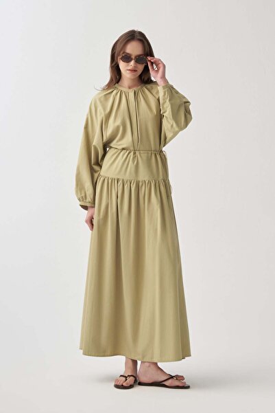 ALLDAY Soft Green-Corseted Skirt with Stoppers