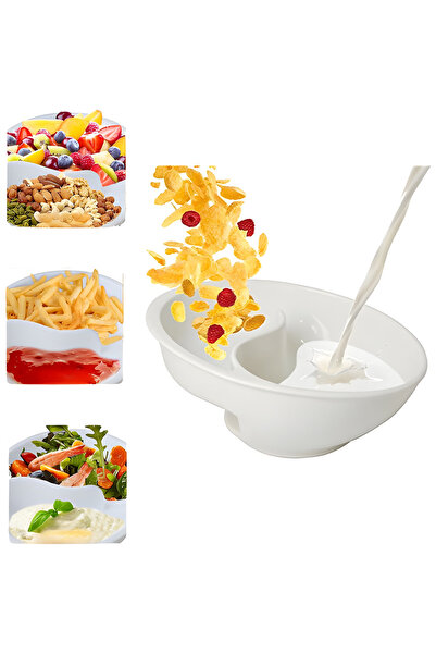 Velaris Dual Compartment Cereal & Snack Bowl - White Ergonomic - Clean Serving