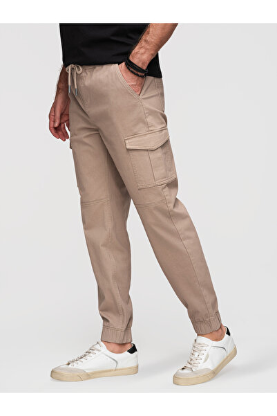 OMBRE Men's Comfortable Jogging Pants with Pocketed OM-PAJO-0290 Dark Beige