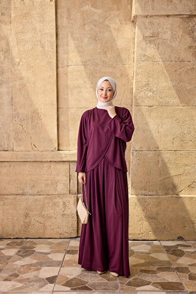 LOCCO Women's Front Detail Trousers Suit Burgundy