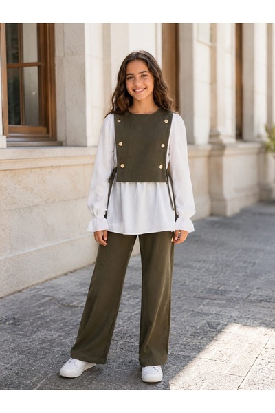 hisarpretty Stylish and Comfortable Girls' Two-Piece Set Made of Modal Linen Fabric