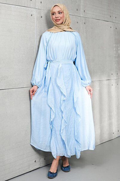 İmajButik Rochie Baby Blue cu mâneci tip balon și fustă