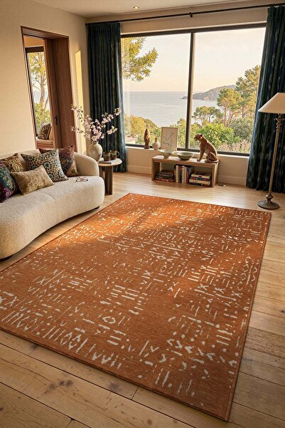 Cotto Home Mikasa MKS01T Turuncu Dekoratif Şönil Kilim İskandinav Desen Yıkan...