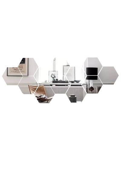 Choice L S 6/12pcs 3D Mirror Wall Sticker Hexagon Decal Home Decor DIY Self-a...