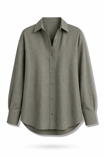 5in1Canpolat Khaki Oversize Shirt 1012