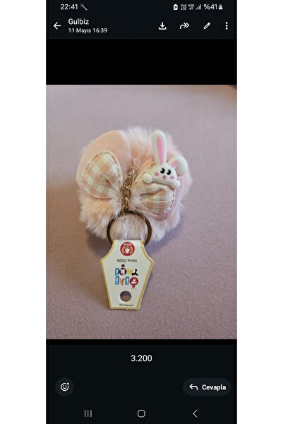 NO BRAND Beige Plush and Rabbit Bow Keychain and Bag Ornament