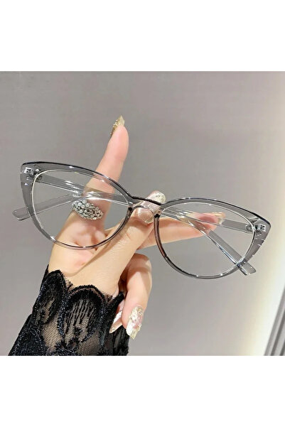 Choice18 نظارات قراءة شفافة رمادية عصرية بإطار كامل على شكل عين القطة، بتصميم...