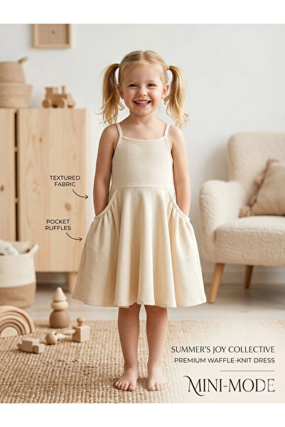 nk kids 4-8 كريم فستان بايك