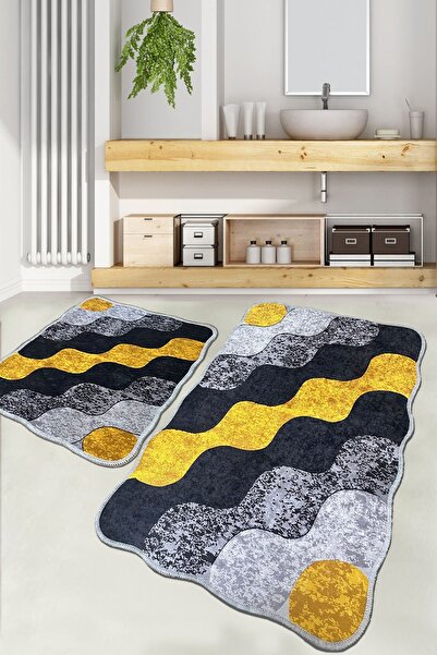 FARİKA Bathmat Set (2 Pieces) Non-Slip Underside Size: 60 X 100 Cm (1 Piece) ...
