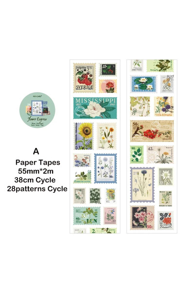 Choice A 55mm*2m Vintage Post Office Masking Washi Tape Retro Stamp Decorativ...