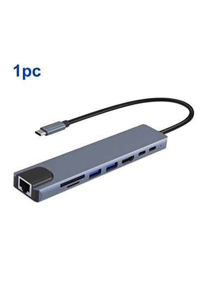 Choice Grey-1pc 8-in-1 USB C Docking Station, 4K HDMI Adapter with 100W PD Fa...