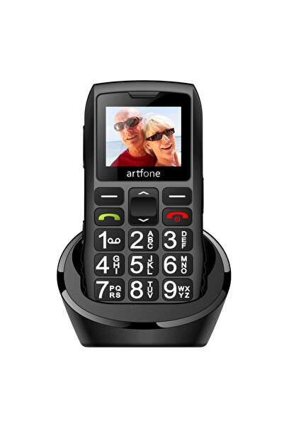 Choice هاتف محمول قياسي أسود من طراز Artfone C1+ مع قاعدة شحن مجانية ولوحة مف...