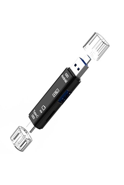 Choice قارئ بطاقات ذاكرة متعدد الوظائف 5 في 1 أسود اللون، يدعم USB 2.0 وType ...