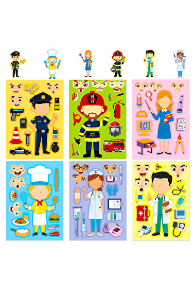 Choice 6pcs 6Pcs cartoon professional dress-up puzzle sticker fun children's ...