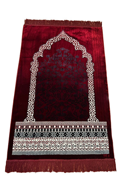 Keremzade Lale Bahçesi Serisi - Kırmızı Makine Dokuma Kadife 70x110 cm