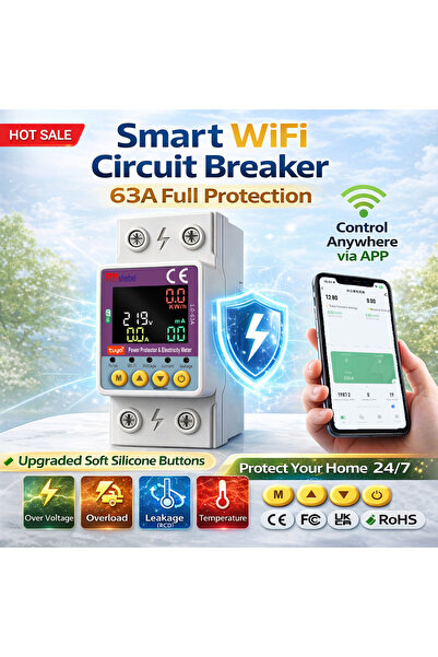 Choice 2 63A RMshebei Tuya Smart WiFi Circuit Breaker 220V 2P 63A Remote Cont...