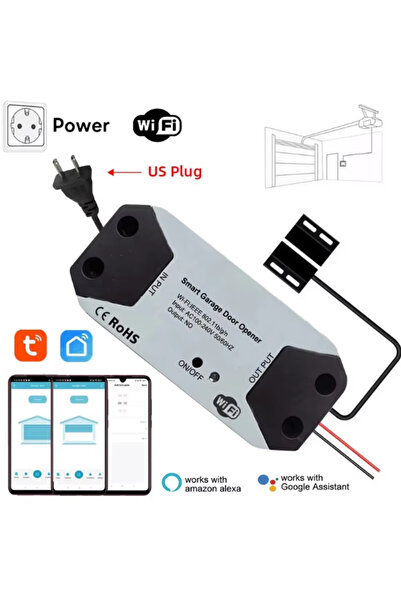 Choice1 جهاز فتح باب المرآب الذكي AC100-240V بقابس أمريكي، متوافق مع تطبيق Tu...