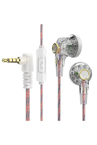 Choice4 سماعات رأس مسطحة الرأس VIKEFON QKZ MDR بيضاء اللون، مقاس 16 مم، دينام...