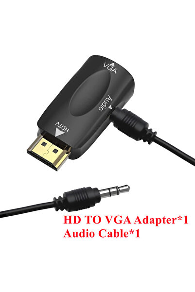Choice Black HDMI-compatible to VGA Cable Adapter Converter 3.5 mm Audio Inte...