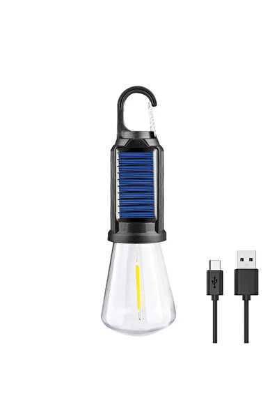 Choice3 مصباح تخييم شمسي LED قابل لإعادة الشحن عبر USB مع خطافات، إضاءة قابلة...
