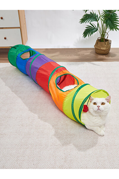 Meng tuo Straight Cat Tunnel Folding Rainbow Long Straight Cat Dog Play Tunne...