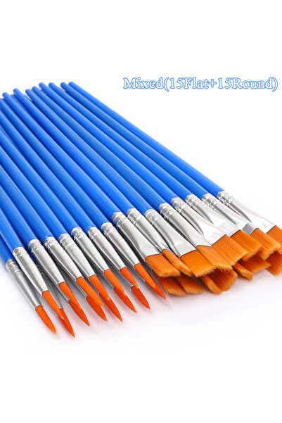 Choice 1set 30pcs/set Flat and Round Head Paint Brushes Ergonomic Handle Smal...