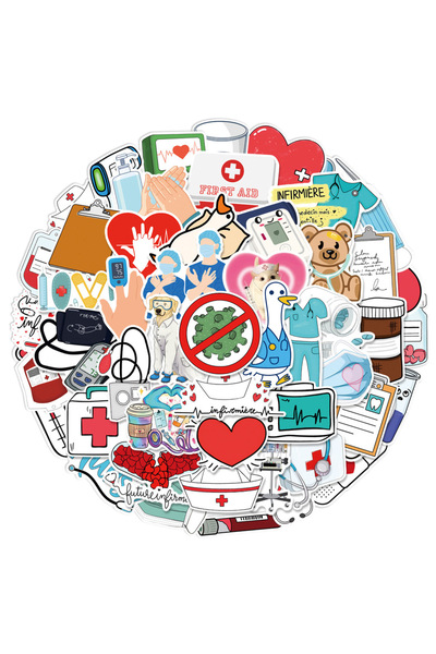 Choice 50 قطعة ملصقات سماعة الطبيب للأطباء والممرضات، مقاومة للماء للدراجات ا...