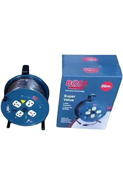 Genaric BOSS 7001 Electric Cable Reel, 50 Metre, Multi-Plug with Protector, G...