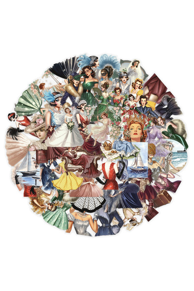 Choice1 50pcs 50/100 Pcs Classical Art Vintage Lady Princess Figure PET Water...