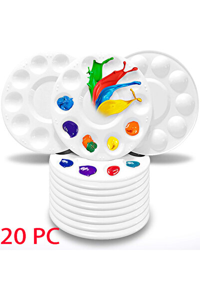 choice2 BP111-20PCS 7-Piece Round Plastic Paint Palette Set - 12-Well Waterco...
